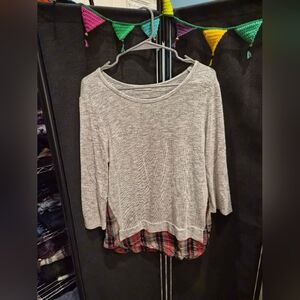 🩶❤️ Le Lis Heather Gray Plaid Layered Blouse ❤️🩶
